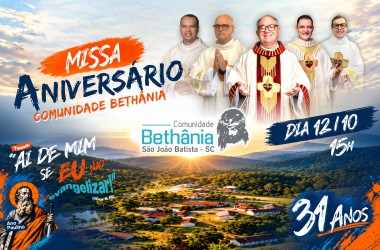 Comunidade Bethânia celebra 31 anos com Santa Missa no dia de Nossa Senhora Aparecida