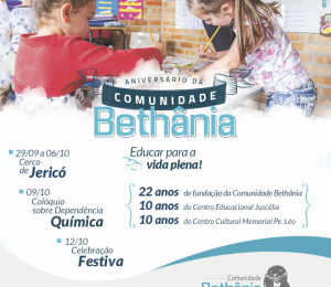 Participe da programação de Aniversário da Comunidade Bethânia! 